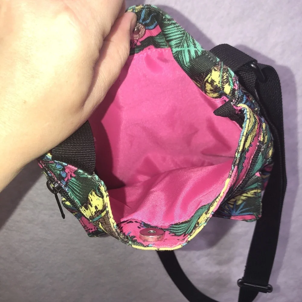 Kavu Crossbody Bag Tropical Bright Colors Pink Yellow Blue Vacation Festival